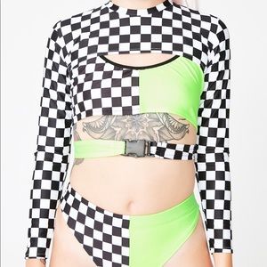 Checkered Super Crop Top Go Guy